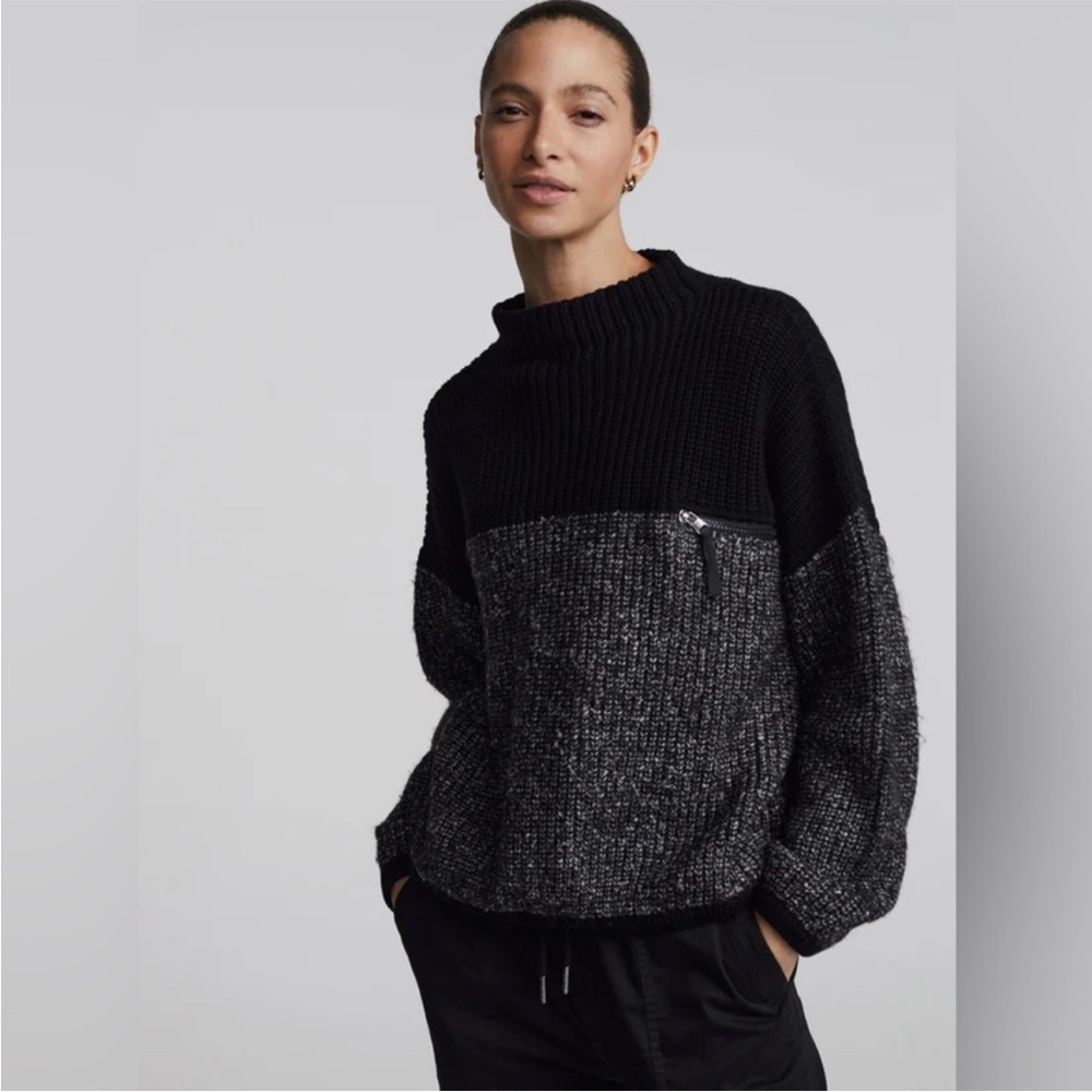 Varley black gray Darwell pullover sweater